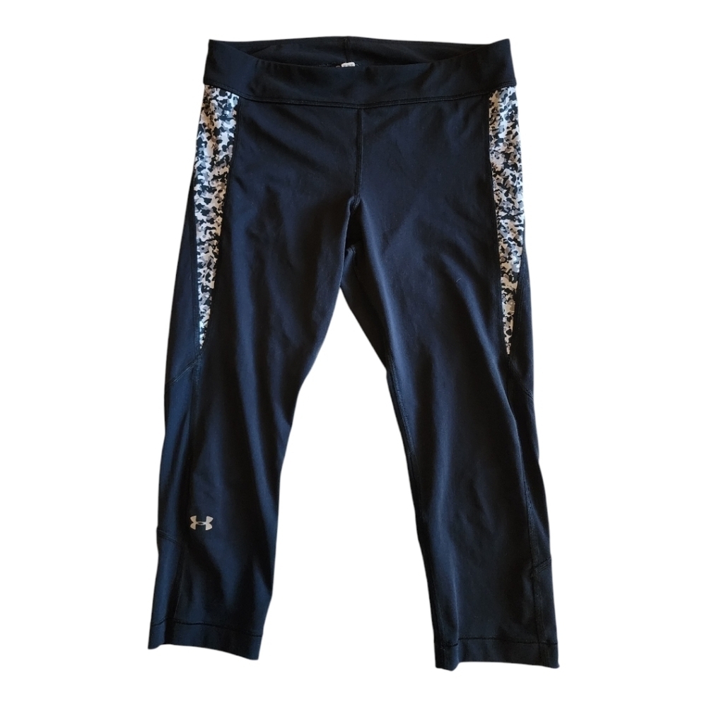 Under Armour Black Camo Panel Cropped Leggings Athletic Stretch Activewear